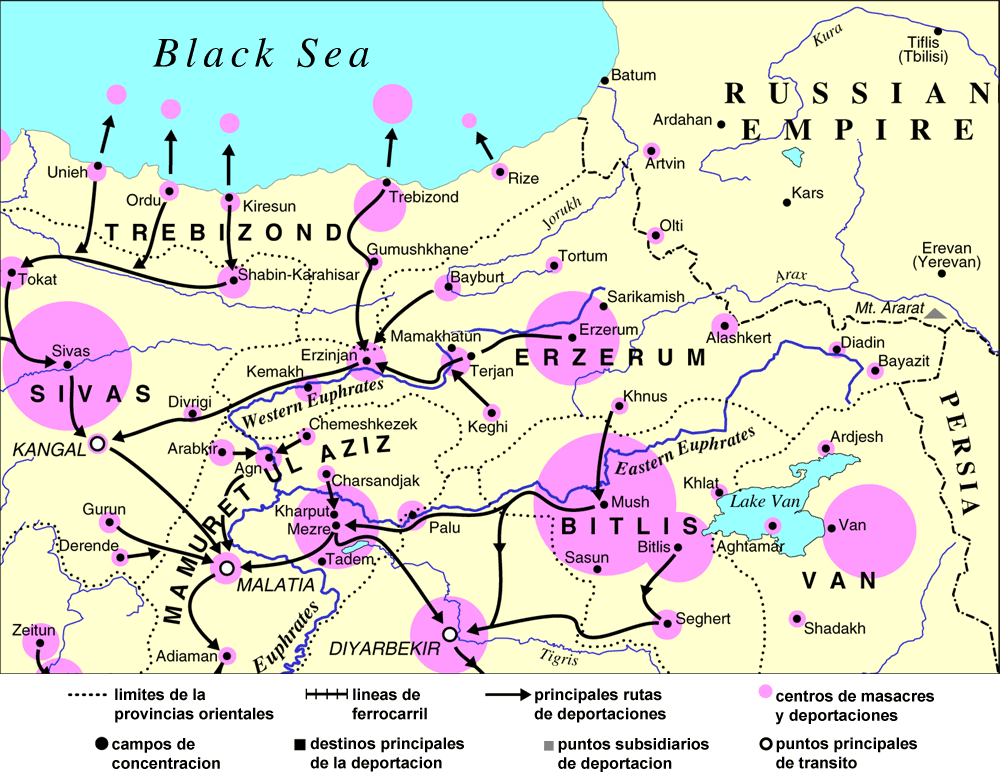 Mapa del Genocidio Armenio -- Noreste