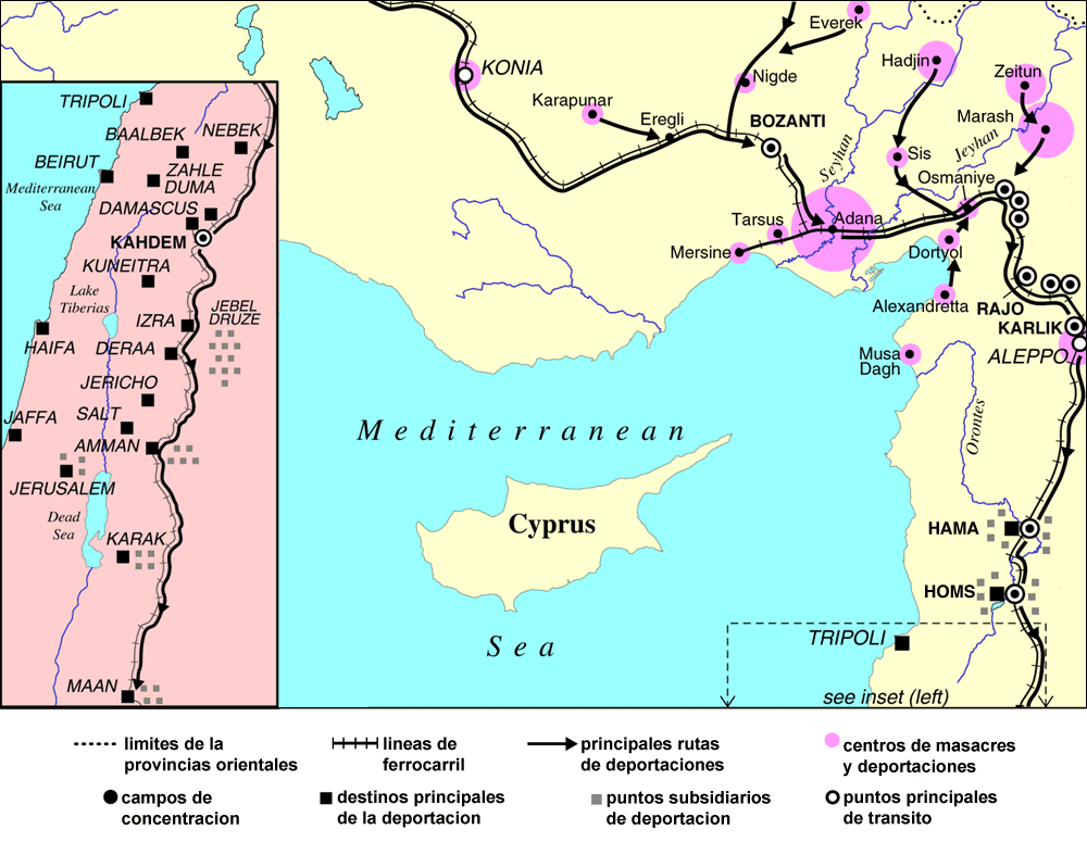 Mapa del Genocidio Armenio -- Suroeste